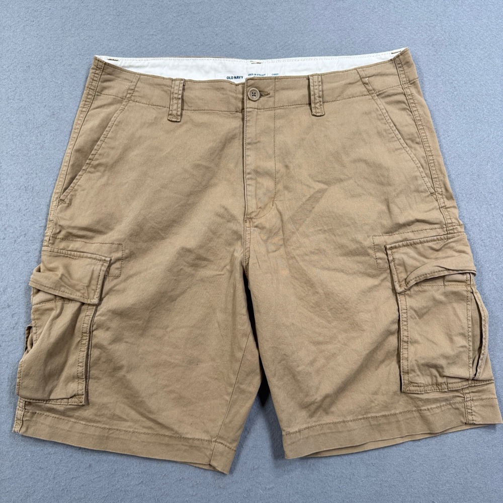 Old Navy Cargo Shorts Men's 36 Tan Lived-In Straight Relaxed Fit Utility Hiking